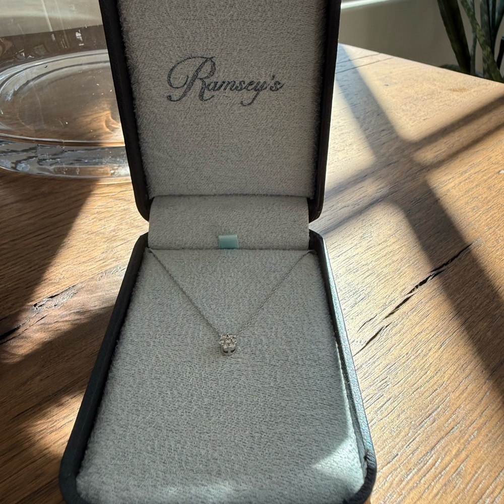 Silver Necklace with Diamond Pendant